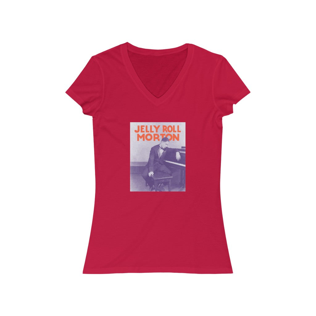 Jelly Roll Morton - Women's Jersey Short Sleeve V-Neck Tee